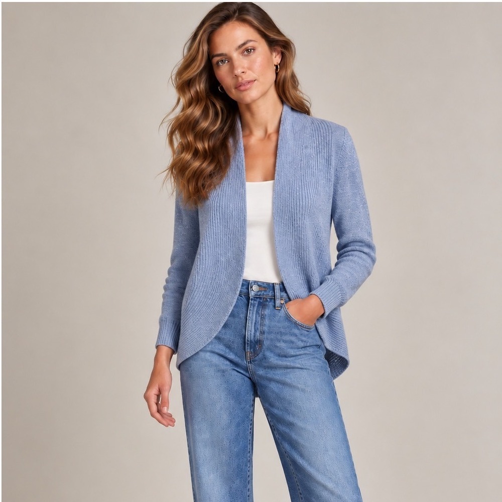 Kenneth Cole Knubby Open Cardigan Women XS Periwinkle